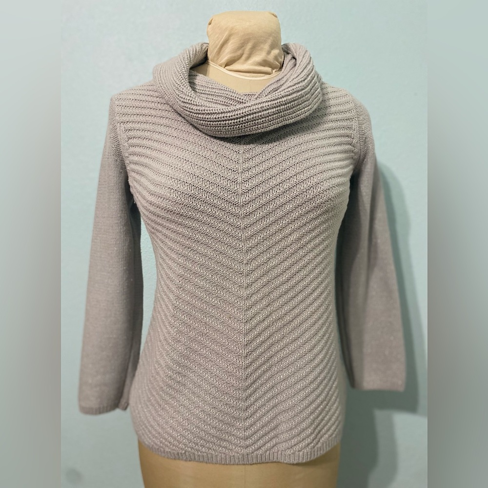 Style & Co Petite Gray metallic Turtle neck sweater size PL